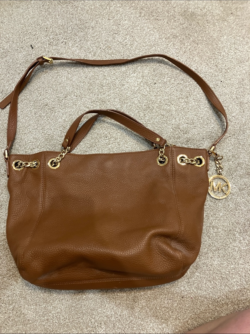 Brown Michael Kors Jet Set Chain Shoulder Bag